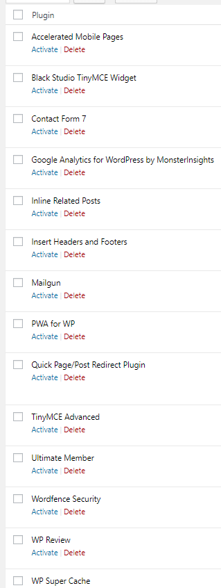 Plugin wordpress 5.0 yang dimatikan